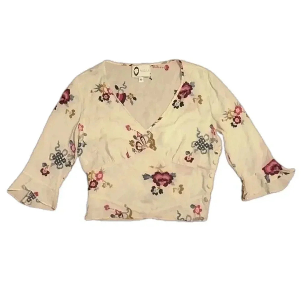 MAYLE LA FEMININ Floral Blouse Crop Sheer size 10